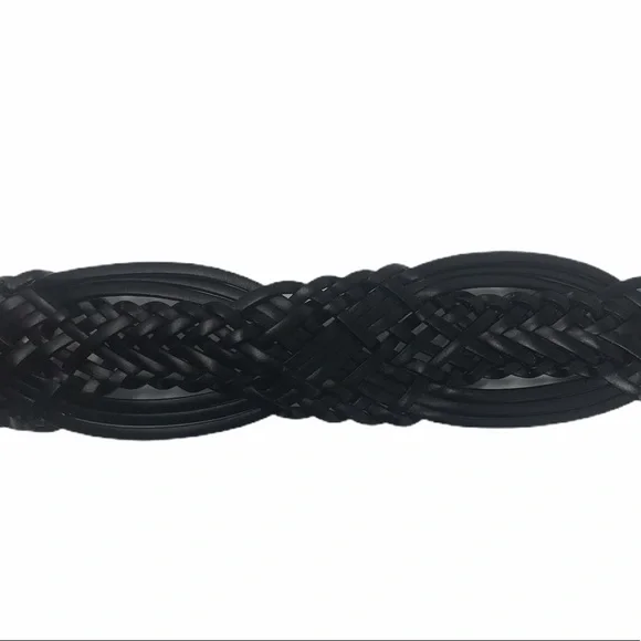 New York & Co Braided Brown Leather Belt Silver Medallion Buckle - Picture 5 of 14